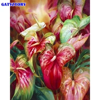 gatyztory 60x75cm acrylic painting by numbers flowers with frame wall art coloring by numbers for handicaft unique gift