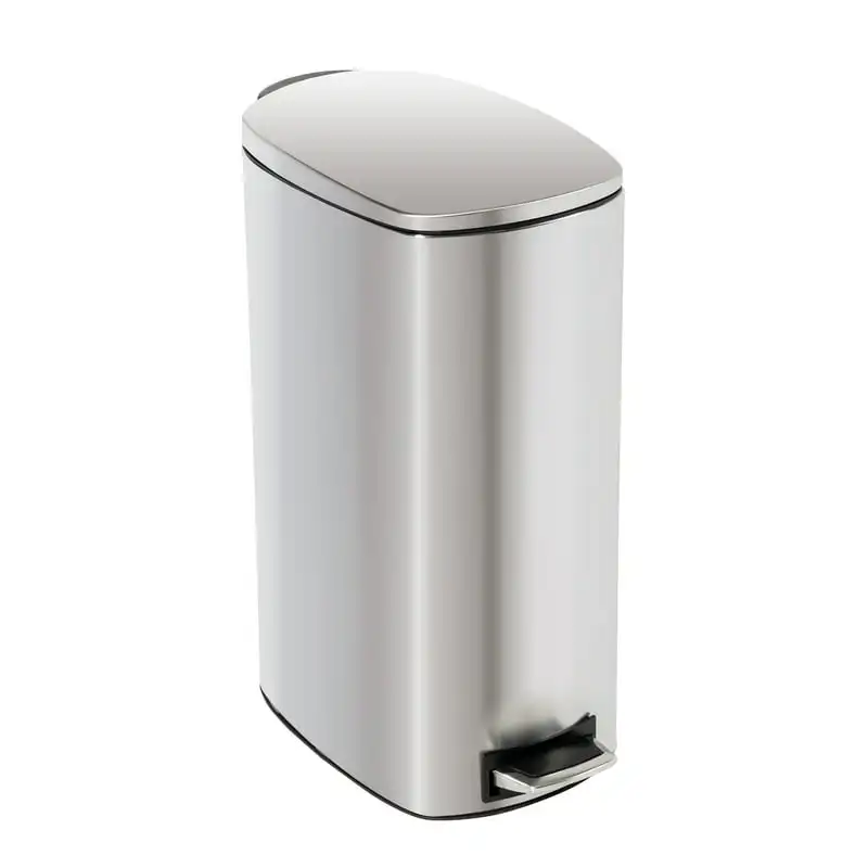 

Gorgeous 10.5 Gallon Stainless Steel Kitchen Step-On Trash Can, Stylish, Slim and Easy Operation Garbage Bin for Easy Cleaning