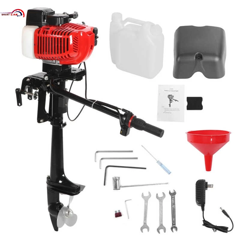 Boat Engine 2 Stroke 3.6HP Outboard Motor Electric Start Boat Engine with Air Cooling System US Plug 110-130V Boat Accessory