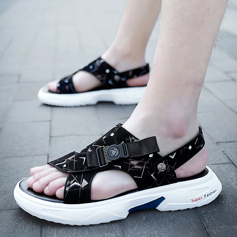 

Summer Men Sandals PU Upper Comfortable Sandals Non-slip Wear-resistant Fashion Beach Shoes Lightweight Outdoor Casual Sandals