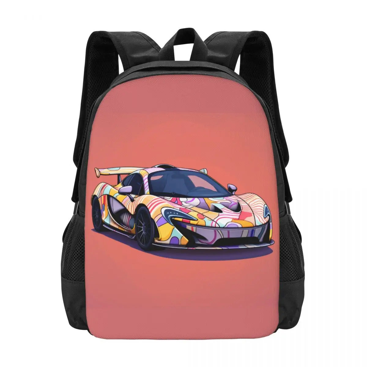 

Powerful Sports Car Backpack Simplified Form Graffiti Travel Backpacks Boy Streetwear School Bags Custom Lightweight Rucksack