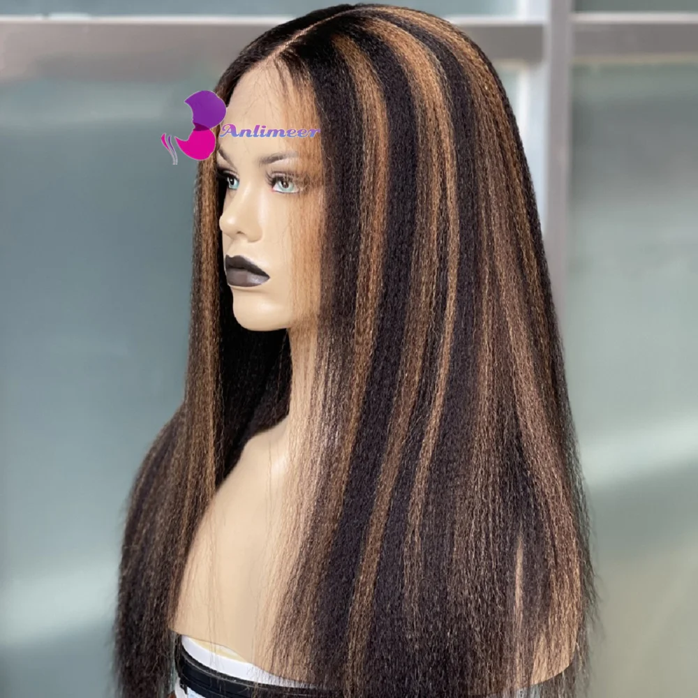 4X4 Lace Front Wigs Human Hair 100% Human Hair Wig Highlight Lace Front Wig Human Hair Highlight Wig Yaki Straight Wig for Women