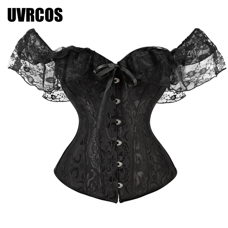 

Fashion Stylish Corset Tops Women Off Shoulder Strapless Lace-up Buckle Bustier Corset Lady Lace Sexy Tank Crop Top White Black
