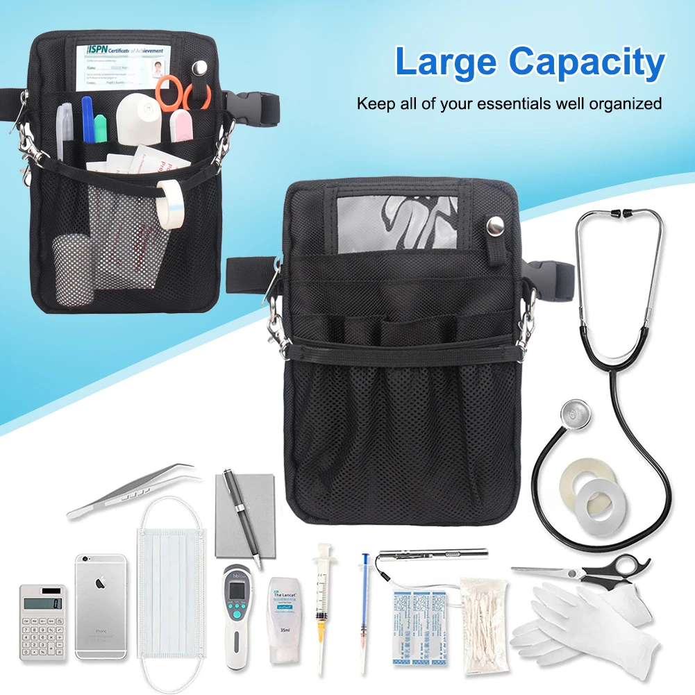 

Multi Compartment Medical Gear Pocket Belt Bag Nurse Fanny Pack with Tape Holder Nursing Organizer Pouch | Utility Waist Pack