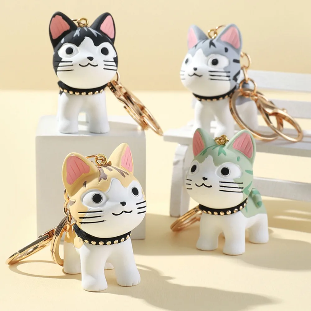 Брелок для ключей в виде милых кошек из смолы объемный мультяшный брелок с сумкой