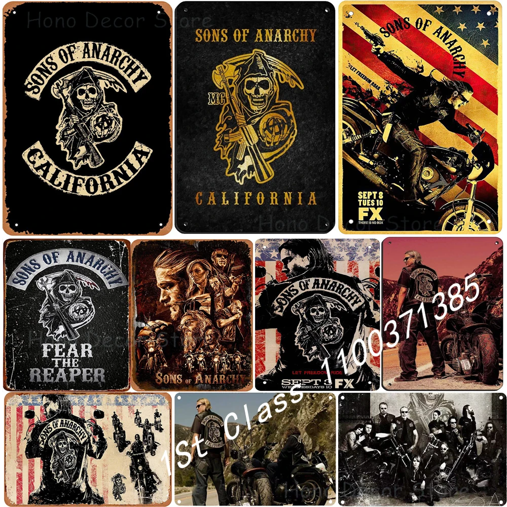 

Metal Tin Sign Sons of Anarchy Fear The Reaper Plaque Farm Home Coffee Shop Wall Decoration Vintage Metal Plate