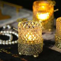 nordic plated golden lace base glass candle holder bar b b living room and sample room table candlestick ornaments