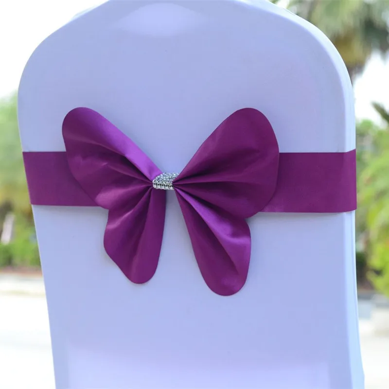 

10pcs Home Chair Knot Wedding Sashes Decoration for Parties Events Belt Ribbon Ties Bows Back Cover Elastic Hotel Prop Banquet