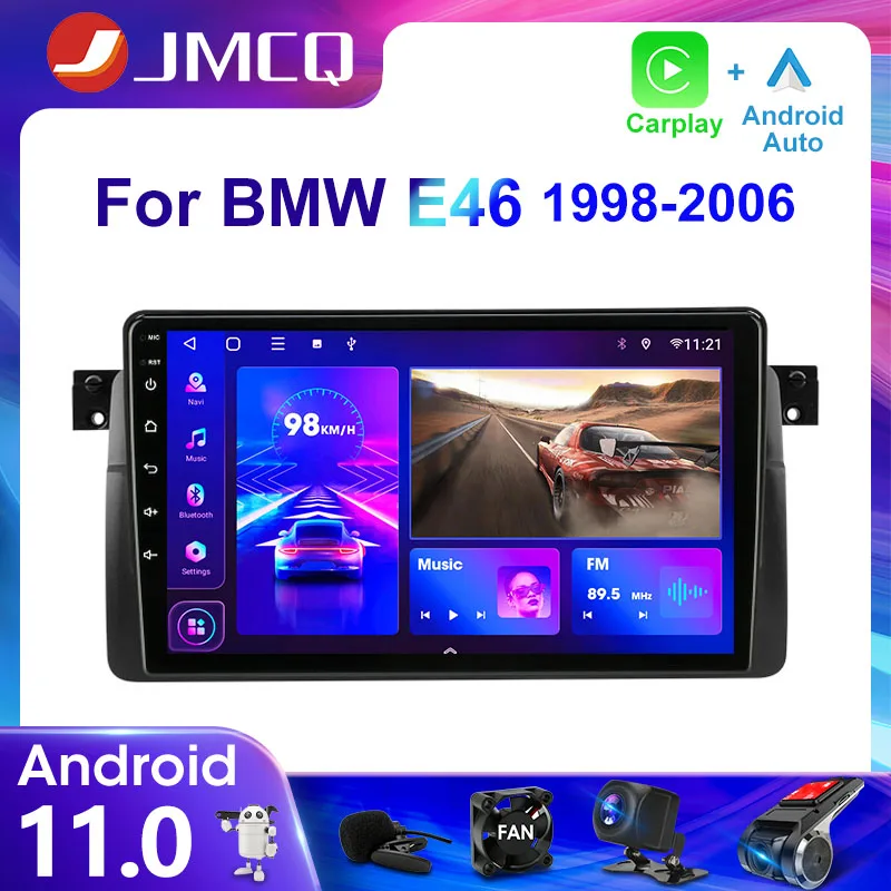 Автомагнитола JMCQ 2DIN 4G Android 11 мультимедийный видеоплеер для BMW E46 M3 318/320/325/330/335 1998-2006