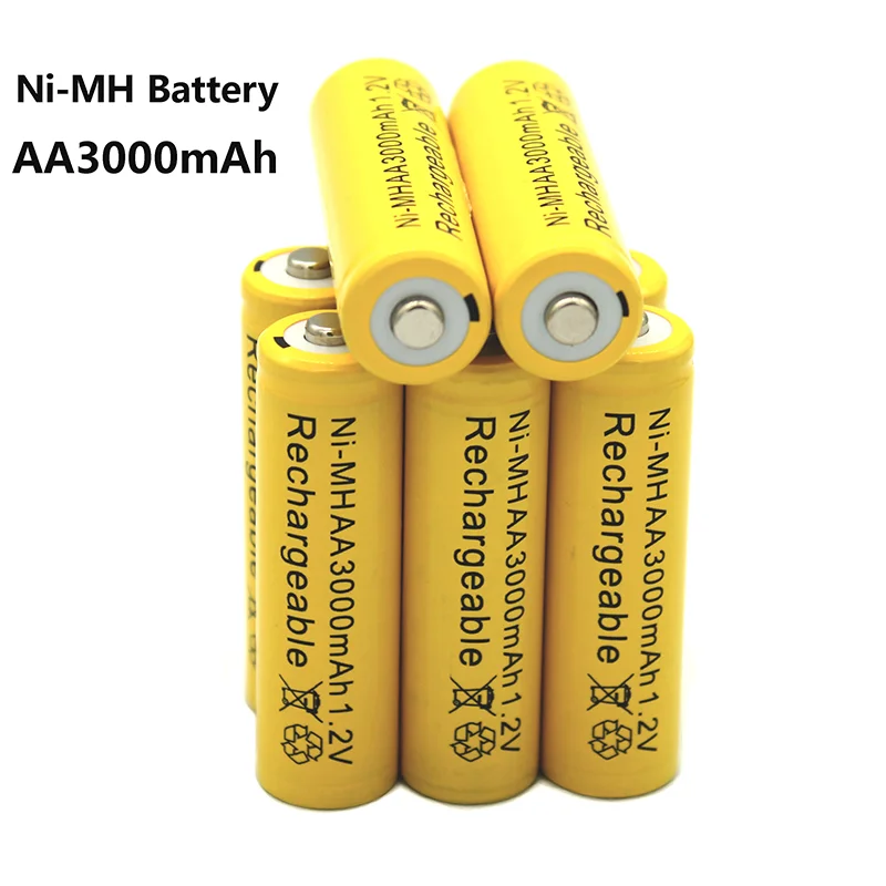 

Rechargeable Battery AA 3000mAh NiMH 1.2V, Yellow Battery, Solar Garden Light, LED Torch, Lantern, Toy Remote Control