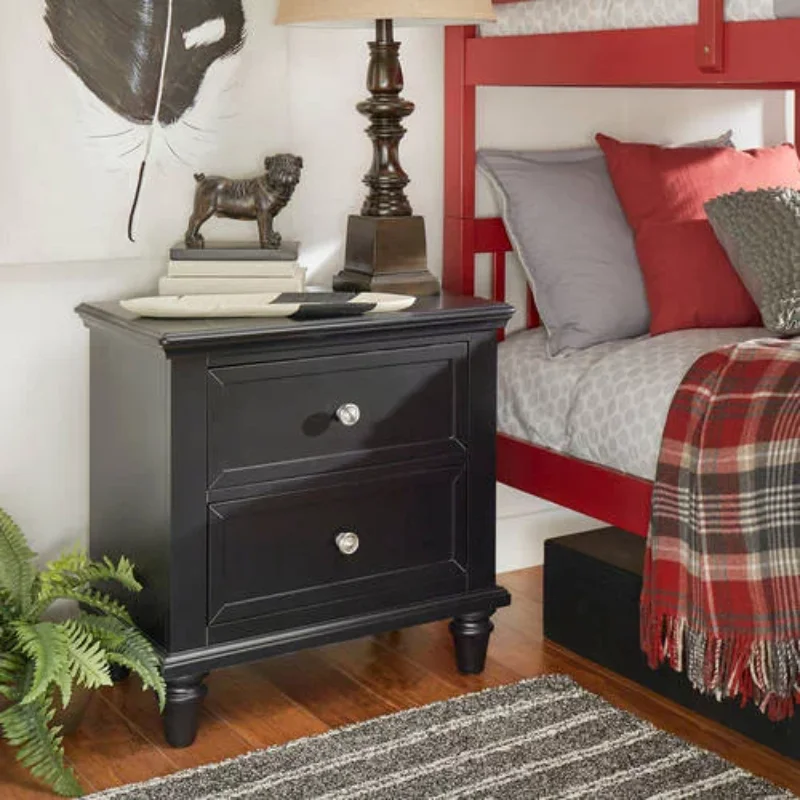 

Chelsea Lane Elise 2-Drawer Nightstand End Table, Black