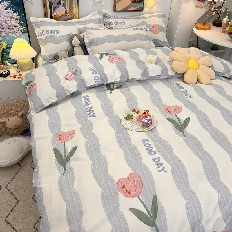 Постельное белье ins фэн-шуй из промытого хлопка четырех предметов маленькая