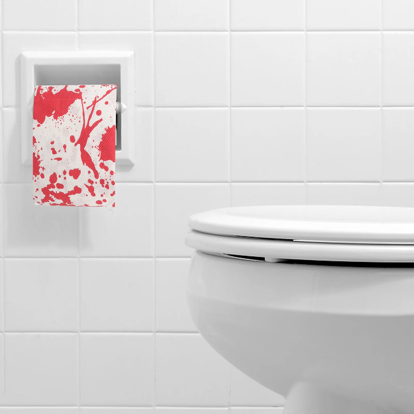 

Red Toilet Paper Decorative Colored Bathroom Decorate Printed Halloween Decoration Unique