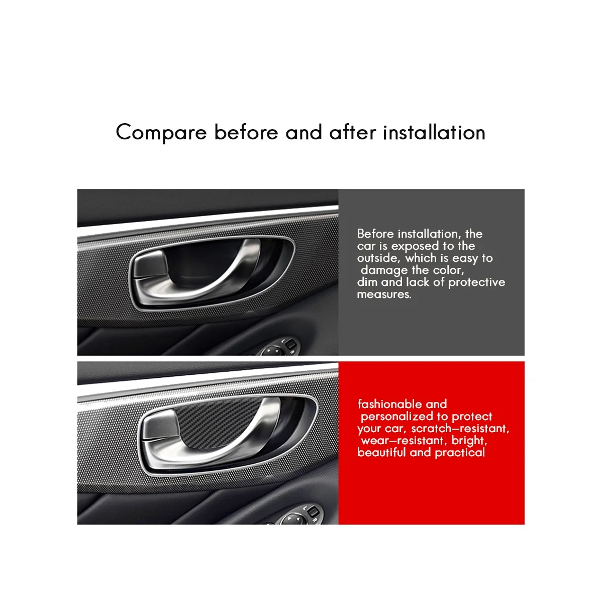 Наклейка на внутреннюю дверную ручку накладка украшение интерьер автомобиля для