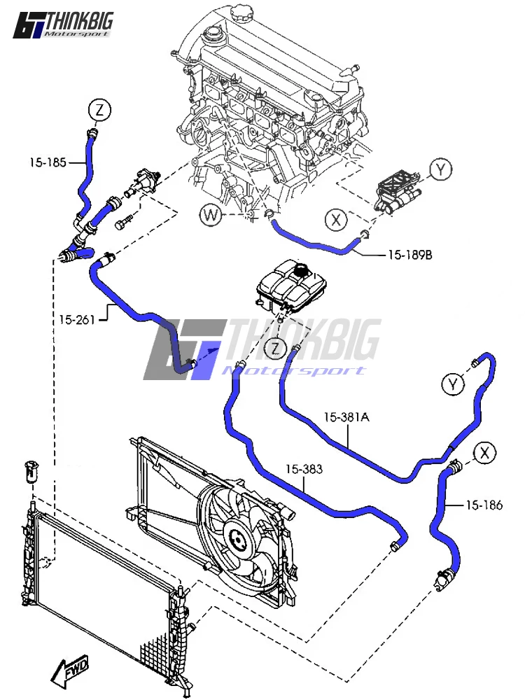 Комплект силиконовых шлангов радиатора для Mazda 3 BK 2004-2009 л/л (14 шт.)