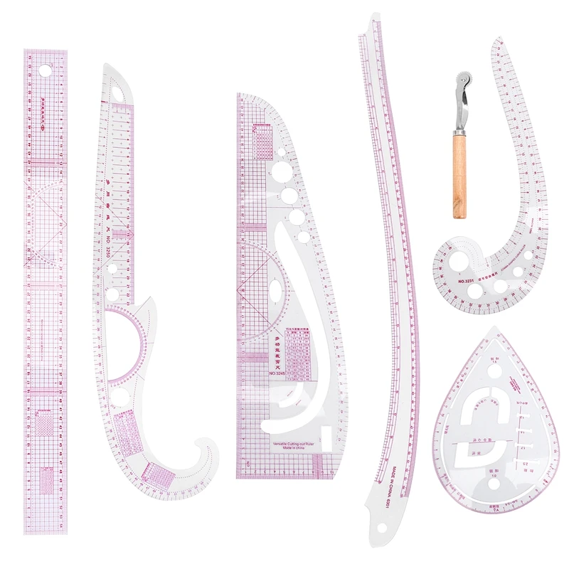 

DIY Sewing Ruler Tailor Set,7 Pieces French Metric Ruler With Plastic Measure Sewing Tools For Sewing Pattern Design