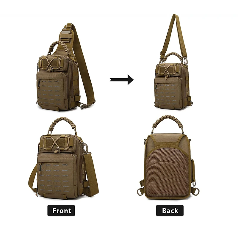 Night Cat Fly Fishing Sling Pack for Men Women Fishing Tackle Storage Bag with Rod Holder Crossbody Backpack Compact Water-Resis