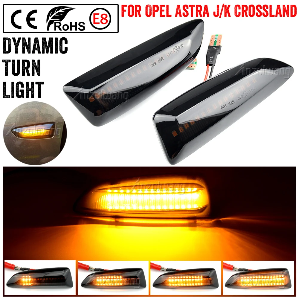 

For Opel For Vauxhall Astra J K Crossland X Grandland Insignia B Zafira C LED Dynamic Turn Signal Light Side Marker Lamp