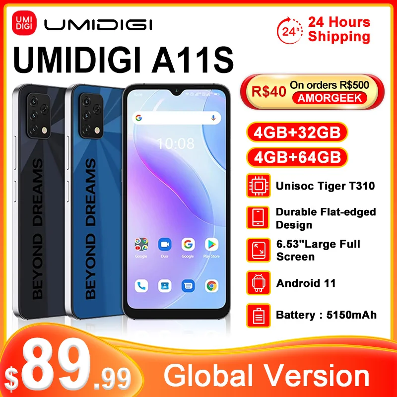 Смартфон UMIDIGI A11S 4 + 32/64 ГБ 6 53 дюйма тройная камера 16 МП 5150 мАч |