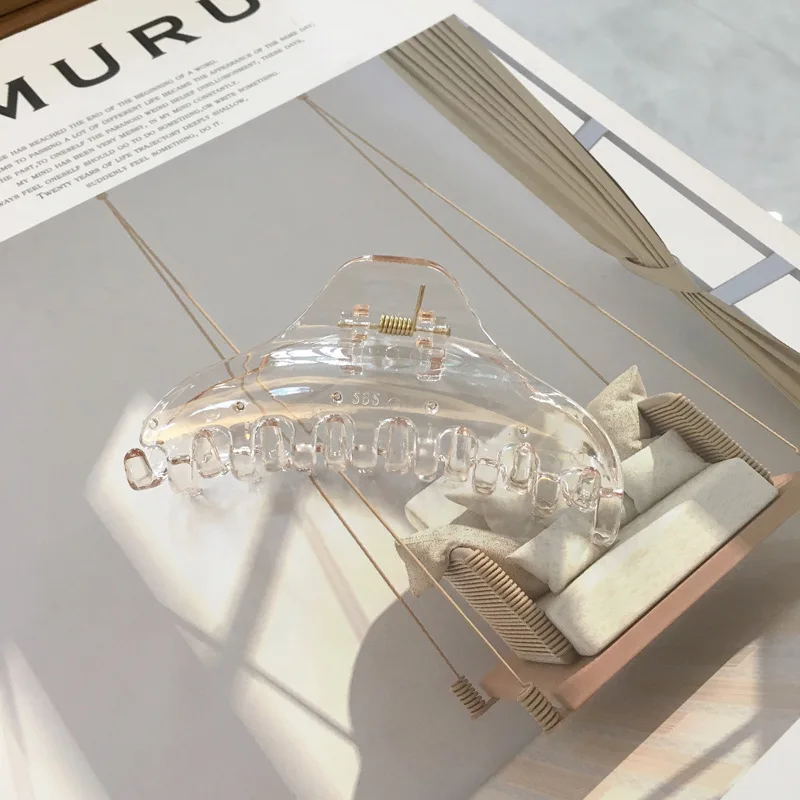 Прозрачная Заколка-краб для волос однотонная акриловая заколка-Пряжка Винтажная