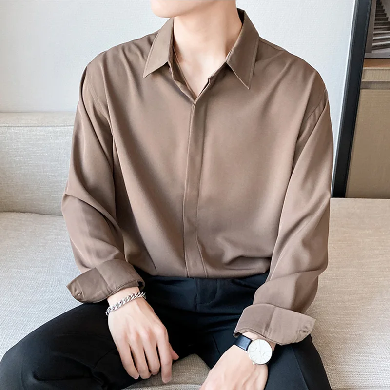 

Summer Solid Shirt Men Long Sleeve High Quality Business Blouse Male Luxury Breathable Masculina Clothes Classic Button Top W410