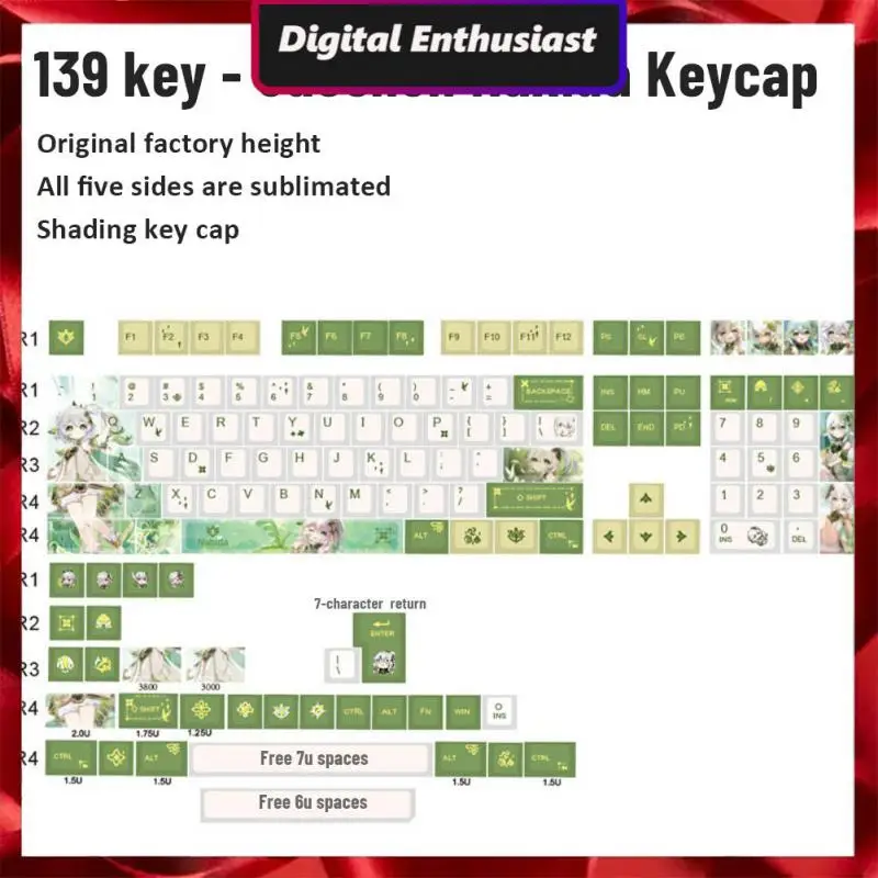 

Затеняющий колпачок для клавиш 6u7u, колпачок для клавиш с 139 клавишами, изысканная клавиатура, механическая колпачок для клавиш с защитой от загрязнений, удобная и стабильная молекулярная структура