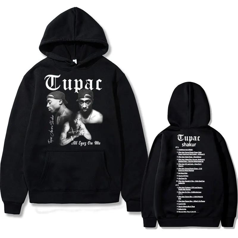 

Rapper Tupac 2pac Hoodie Hip Hop Fashion pria wanita Hoodie Pullover ukuran besar pria hitam pakaian jalanan pria Sweatshirt