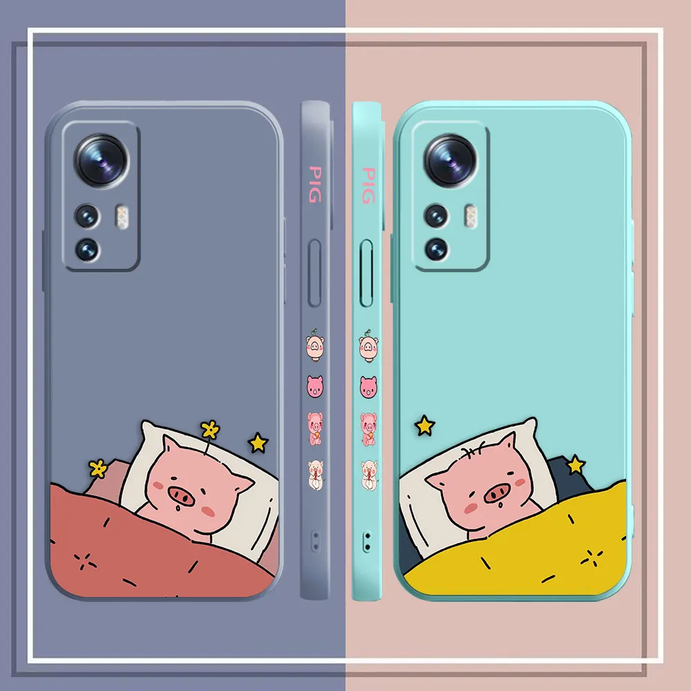 Phone Case For Xiaomi 13 12 12T 12S 11 11T 10 10S 9 8 Pro Ultra Lite Colour Case Cover Funda Cqoue Shell Cute Cartoon Pink Piggy