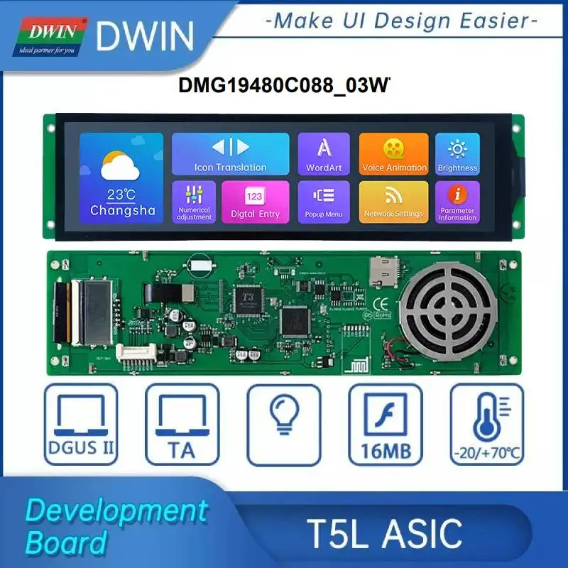 DWIN 8.8 Inch Smart LCM 480*1280 Wide Viewing Angle LCD Module UART Intelligent Display Touch Screen HMI DMG19480C088_03W