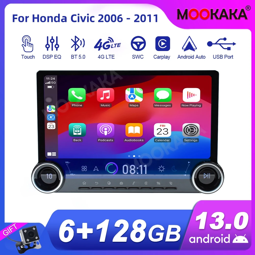 w Hondzie Civic 2006-2011 Android Car Radio 2Din Stereo Receiver Autoradio Odtwarzacz multimedialny GPS Navi Head Unit