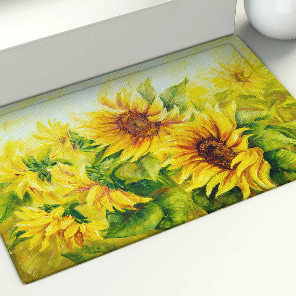 

Подсолнуховые коврики, картина маслом, искусство для гостиной, дома, гостиной, спальни, коврик с рисунком, дверной коврик