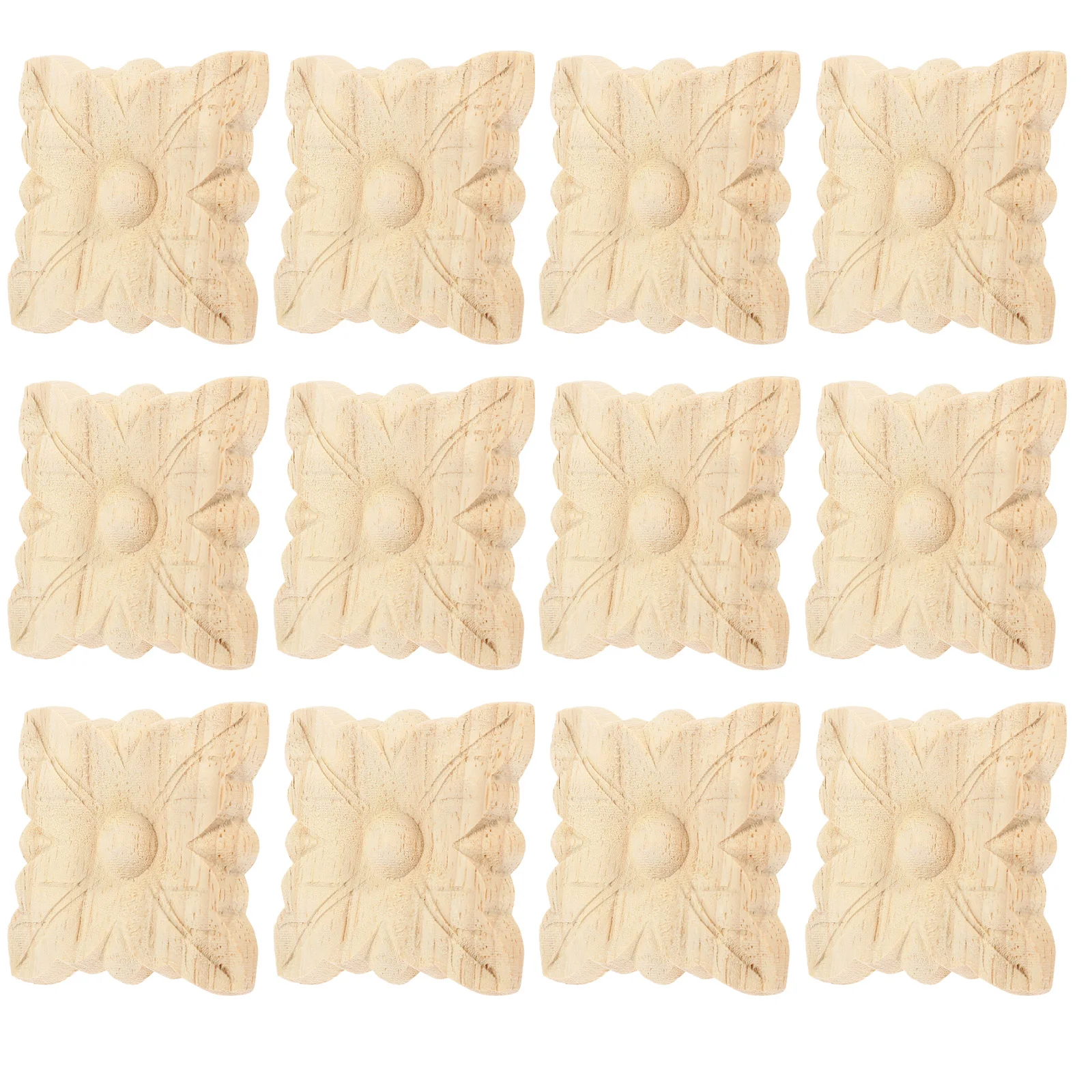 

12Pcs Carved Onlay Applique Exquisite Carved Decals Furniture Decors Wooden Carving Appliques for Home Bed Table