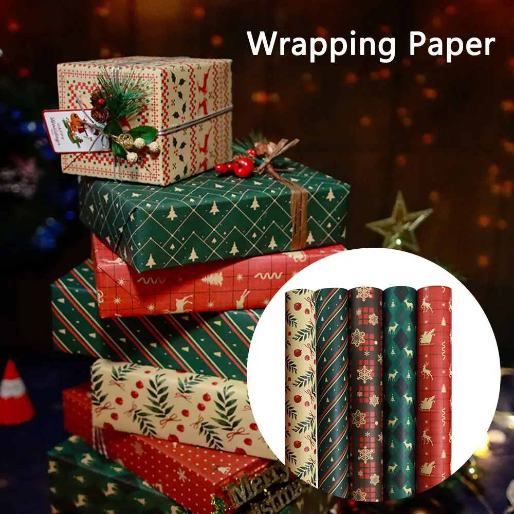 

70X50cm Durable Xmas Snow Elk Party Decoration Present Box Packing Gift Wrap Wrapping Paper Kraft Paper