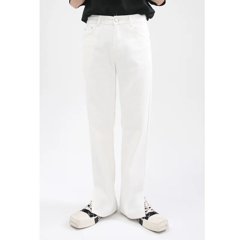 Men's Wear 2022 New Vintage Comfortable Black Split Fork Jeans Loose Temperament Versatile Recreational Trousers Autumn Female