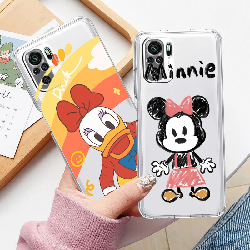 

Donald Duck Mickey Minnie Transparent Cover Phone Case For Xiaomi Redmi Note 11E 11S 11 11T 10 10S 9 9T 9S 8 8T Pro Plus 5G 7