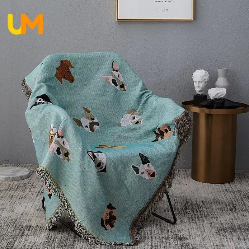 

Pet Dog Blanket With Tassel For Kids Soft Chair Lounge Blanket Outdoor Rugs Camping Picnic Blanket Animal Tapestry Nap Blanket