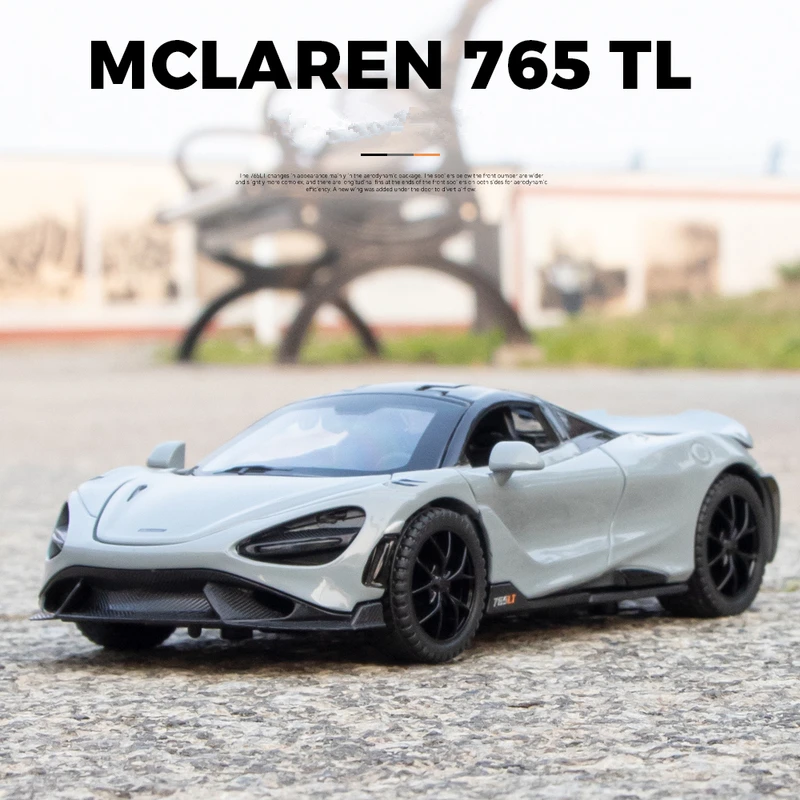 

Модель спортивного автомобиля McLaren 765LT из сплава, модель литая и игрушечного автомобиля, модель металлического автомобиля, имитация звука, Женская коллекция, подарок для детей, 1/32