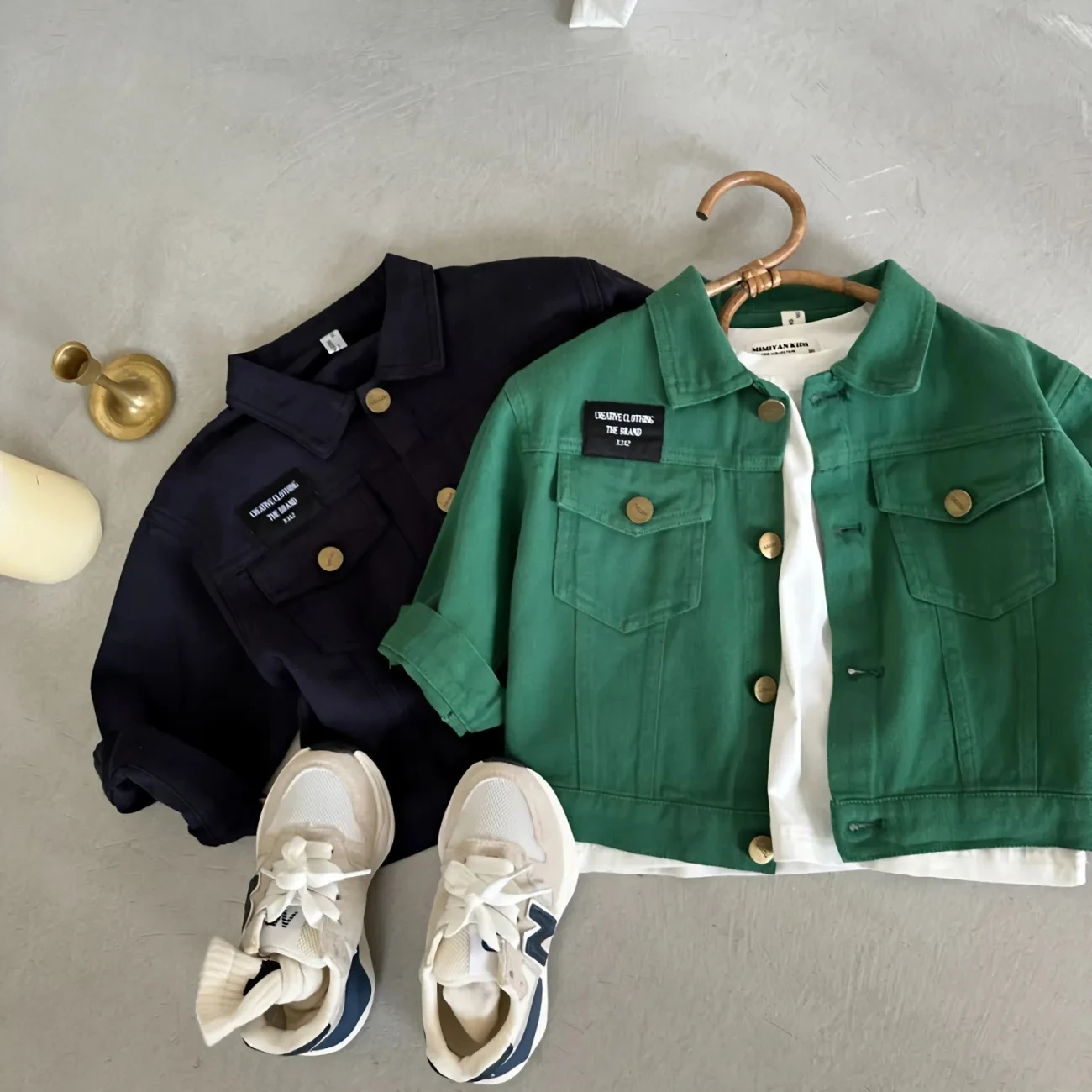

Children's Jacket outerwear 2023 Spring New Boys and Girls' Solid Cotton Jacket Baby Short Casual Simple Coat 2-7Y