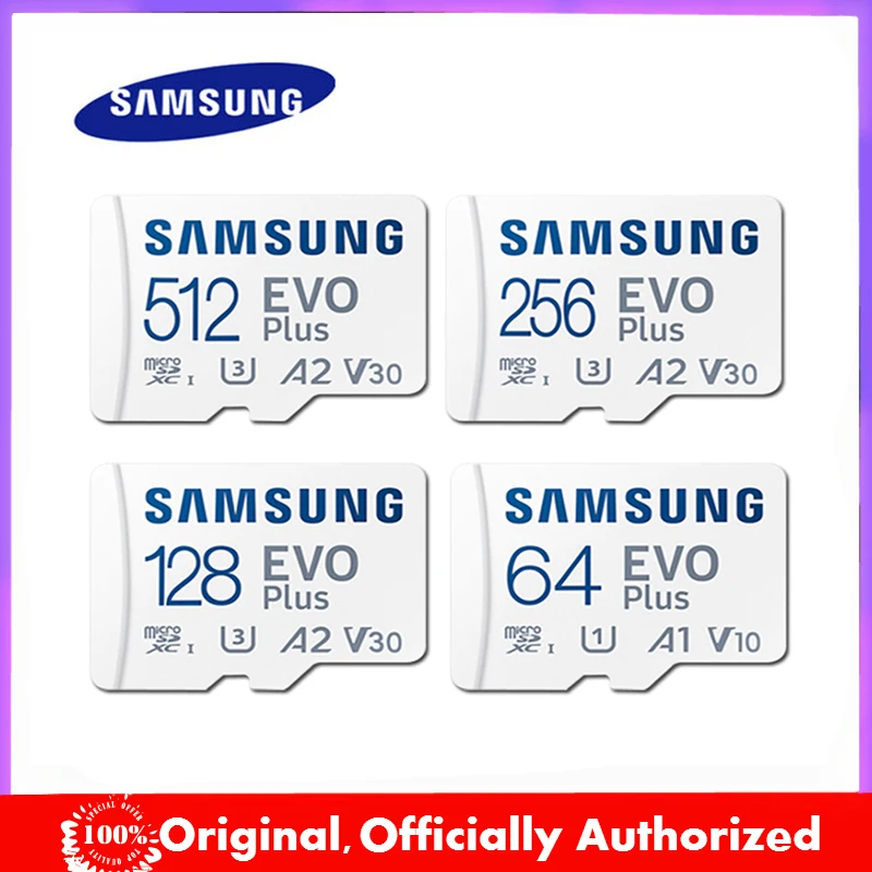 SAMSUNG EVO Plus Micro SD Card 512GB 256GB 128GB A2 V30 U3 Transfer 130MB/s Memory Card C10 U1 TF Card 64GB V10 A1 Memory Card