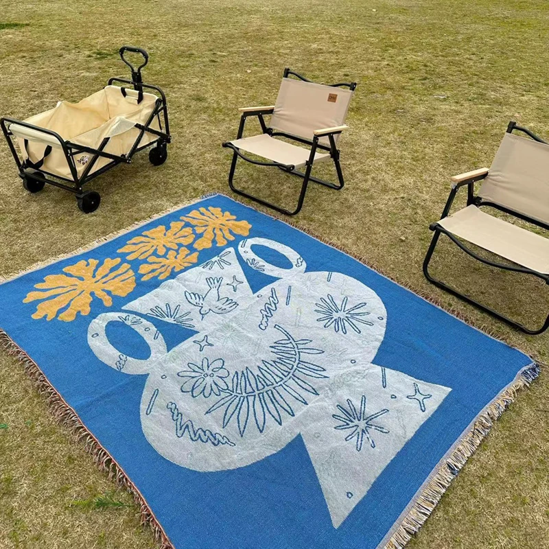 

Абстрактное одеяло из полиэстера/хлопка голубого цвета