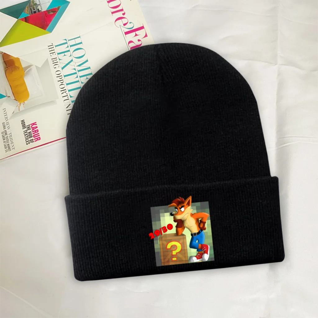 

That Last One Skullies Beanie Crash Bandicoot Wolf Video Game Knitted Bonnet Adults Warm Cap Cycling Street Brimless Elastic Hat