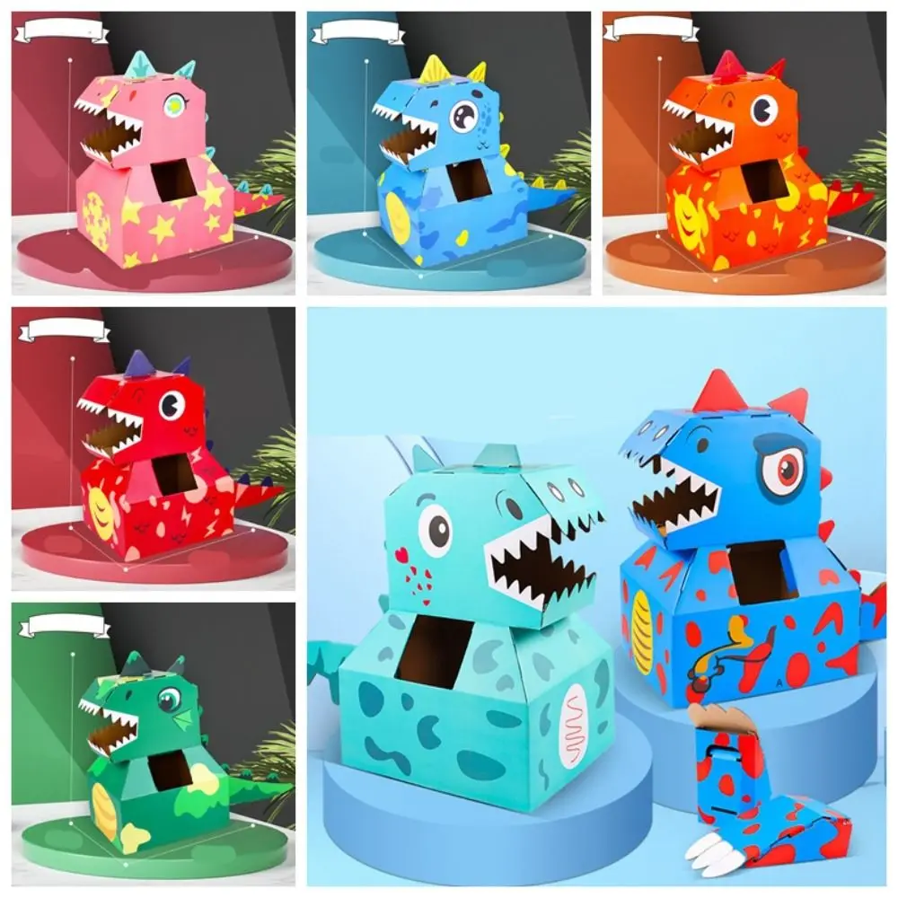 

Handmade Cardboard Box Dinosaur Toy Funny Animal Wearable Puzzle Vibrant Colour Scheme Props