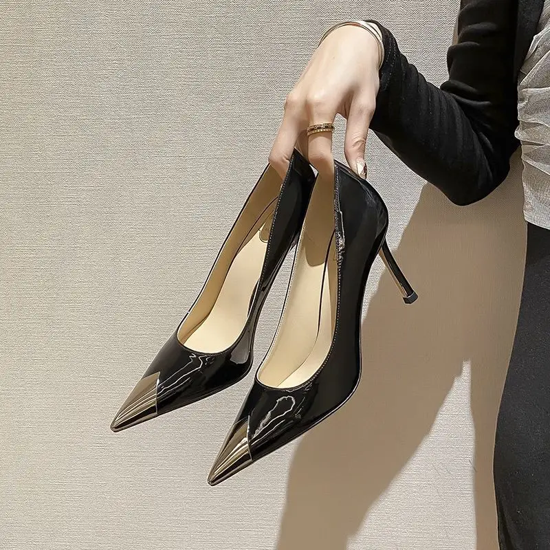 

Shoes for Woman 2023 Sexy Pointed Toe Women's Summer Footwear on Heeled Stilito Black Evening Pumps High Heels Luxury Brand Y2k