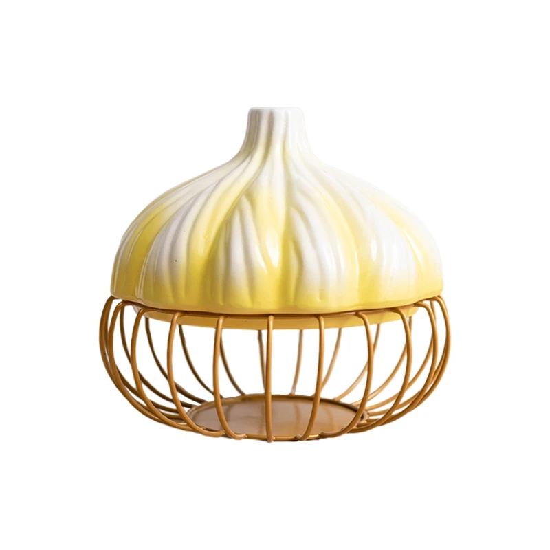 

Ceramic Iron Garlic Egg Storage Basket Container Potato Sundries Organizer