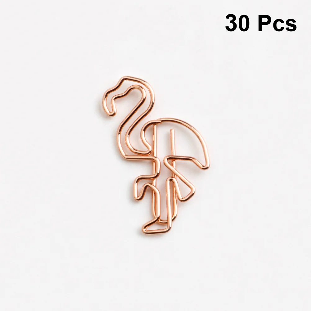 

30PCS Office Stationery Practical Creative Metal Bookmark Flamingo Shape Paper Document Clip Mixed Color