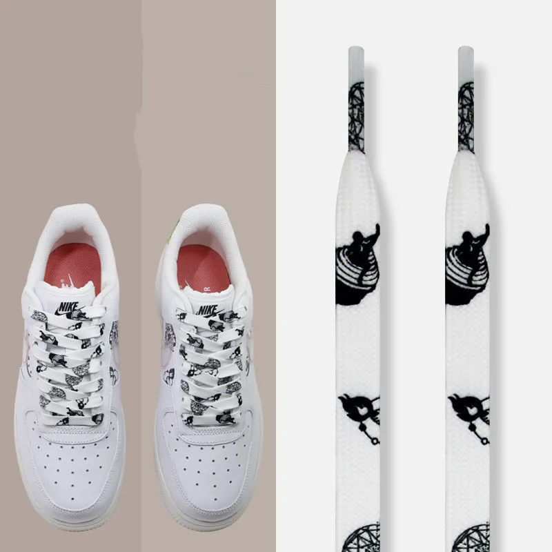 

Utopia Laces Printing White Black Shoelaces Women Men Trend Personality Sport Casual High-top Flat Canvas Shoes Laces Dropship