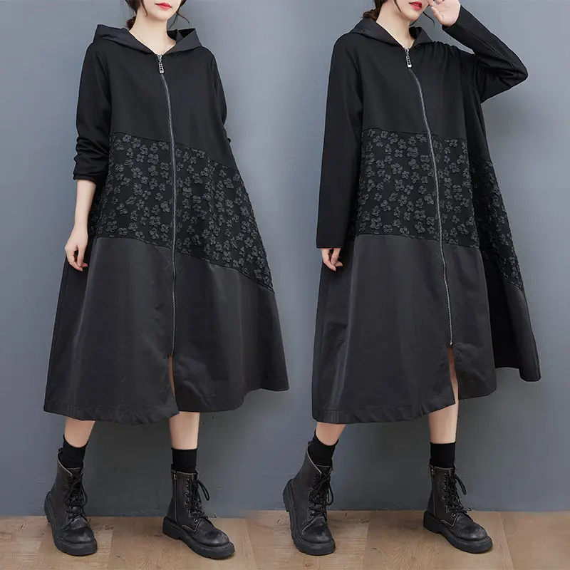

Женская весенняя одежда оверсайз 2023, модный тренчкот с капюшоном в винтажном стиле, свободная повседневная одежда, Z110