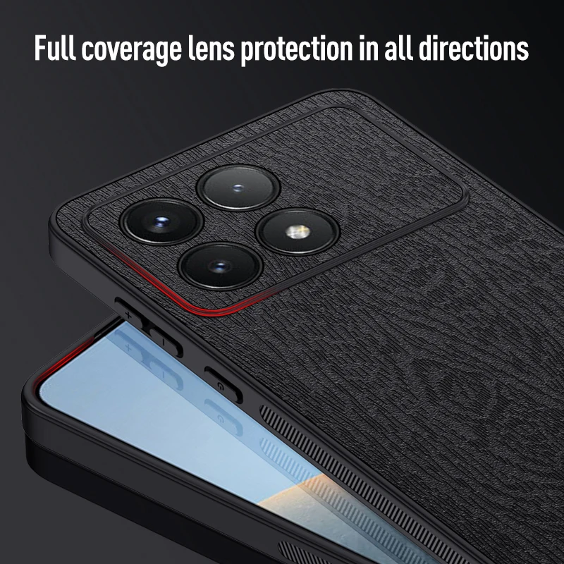 Кожаный чехол для Xiaomi Poco X6 Pro роскошный силиконовый ударопрочный с рисунком