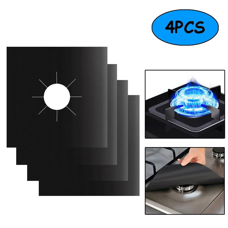 

4pcs/set Glass Fiber Gas Stove Protectors Reusable Gas Stove Cover Burner Liner Cooker Mat Pad Fire Injuries Protection Tool