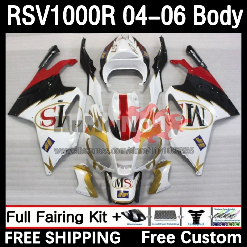 

RSV1000R Fairing For Aprilia RSV1000 R Mille 04 05 06 54No.12 RSV1000RR RSV 1000 R RR 1000R 2004 2005 2006 Body Kit White golden